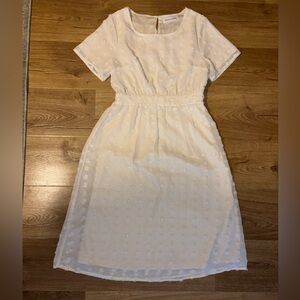 white swiss dot short sleeve midi dress by Citrus & Lemon